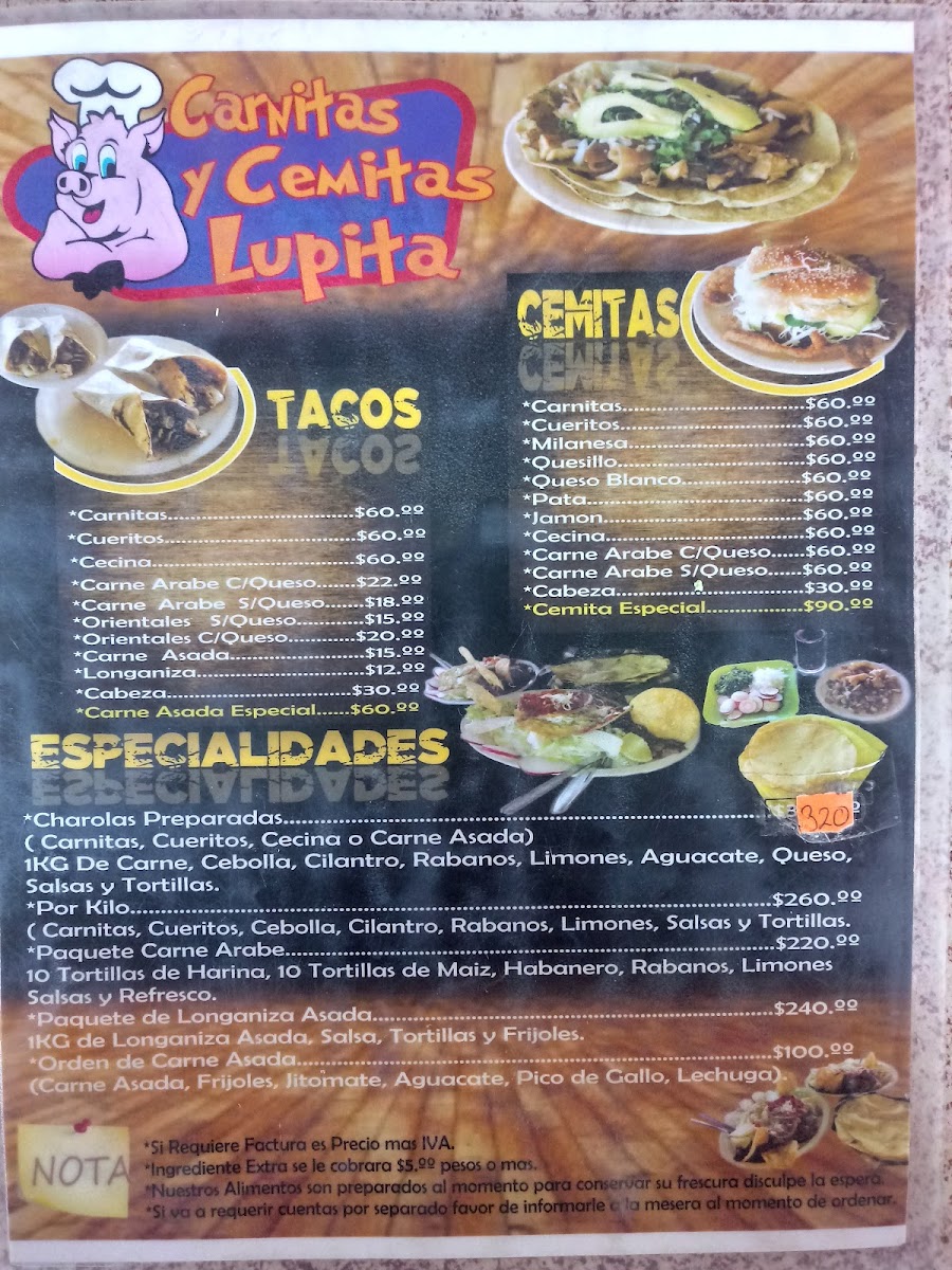 Carnitas Y Cemitas Lupita Menu - Image 4